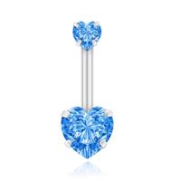 Navelpiercing Edelstaal Double Heart Lichtblauw - thumbnail