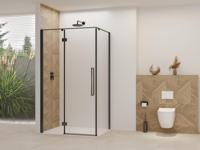 Nisdeur Van Rijn Products ST07 Voor Hoekcabine 140x200 cm 8 mm Helder Glas Incl. Beslag, Greep en Stabilisatiestang Mat Zwart - thumbnail