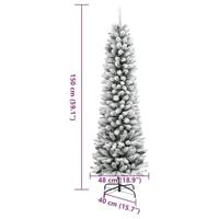 VidaXL Kunstkerstboom met sneeuw smal 150 cm pvc en pe - thumbnail