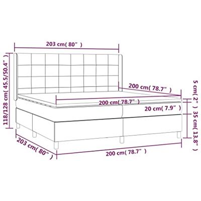 Boxspring met matras en LED stof donkerbruin 200x200 cm