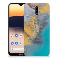 Nokia 2.3 | TPU | Siliconen hoesje | Marble Blue Gold - thumbnail