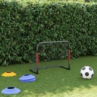 VidaXL Voetbaldoel met net 90x48x71 cm staal rood en zwart - thumbnail