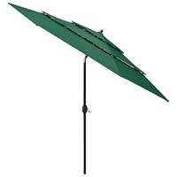 Parasol 3-laags met aluminium paal 3 m groen - thumbnail