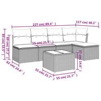 6-delige Loungeset met kussens poly rattan bruin - thumbnail