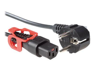 ACT AK5150 230V Stroomkabel Schuko CEE7/7 Male (Haaks)/C13 IEC Lock+ Zwart - 1 meter