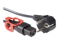 ACT AK5150 230V Stroomkabel Schuko CEE7/7 Male (Haaks)/C13 IEC Lock+ Zwart - 1 meter - thumbnail