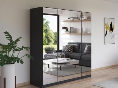 Kledingkast REFALEO 4 deuren metaalgrijs met spiegel Kledingkast REFALEO 4 deuren metaalgrijs met spiegel