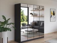 Kledingkast REFALEO 4 deuren metaalgrijs met spiegel - thumbnail