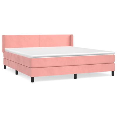 Boxspring met matras fluweel roze 180x200 cm