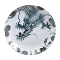 Zwart Bord met Drakenontwerp - The Oriental Shop - Diameter 25.3cm - thumbnail