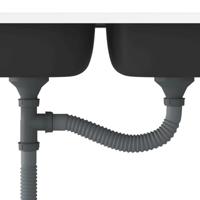 Gootsteen met dubbele bak 800x600x155 mm roestvrij staal zilver - thumbnail