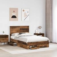 Bedframe met hoofdeinde Oudhout 120 x 190 cm Bewerkt hout - thumbnail
