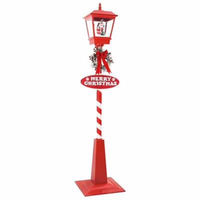 Kerststraatlamp met lantaarn Rood 40.5x40.5x180cm Metaal Kerststraatlamp met lantaarn Rood 40.5x40.5x180cm Metaal