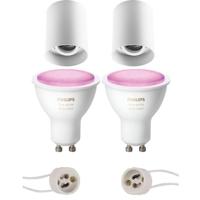 Pragmi Luxina Pro - Opbouw Rond - Mat Wit - Verdiept - Kantelbaar - Ø90mm - Philips Hue - Opbouwspot Set GU10 - White and Color Ambiance - Bluetooth - thumbnail