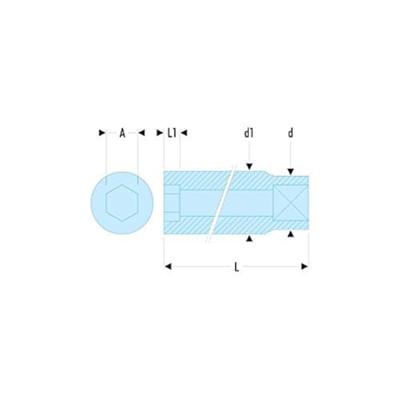 Facom Doppen 1/4" lang 6-kant, metrisch - R.13LA