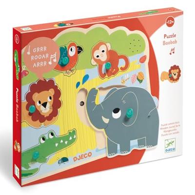 Puzzel met geluid Baobab - DJECO geel