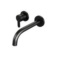 Inbouw Wastafelmengkraan Brauer Black Edition Coldstart Gebogen Uitloop Korte Platte Hendel Links Geborsteld Mat Zwart Met Rozetten Brauer - thumbnail