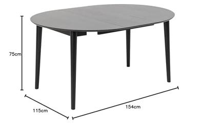 Bendt Uitschuifbare Ronde Eettafel 'Montreux' Eiken 115-154 x 115cm, kleur zwart Bendt Uitschuifbare Ronde Eettafel 'Montreux' Eiken 115-154 x 115cm, kleur zwart