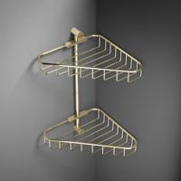 Hoekdraadkorf Hotbath Cobber Dubbel Wandmodel Gepolijst Messing Living Colours - thumbnail