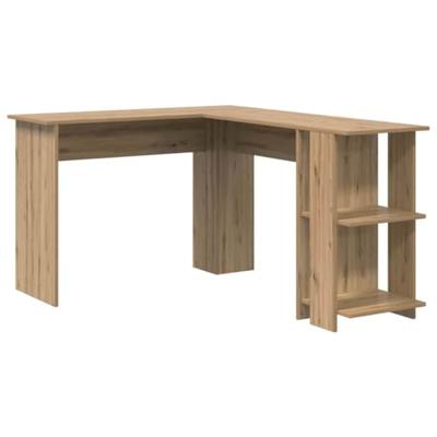 Hoekbureau met opslageenheid met plank artisanaal eikenkleurig - thumbnail