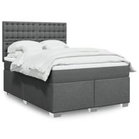 Boxspring met matras stof donkergrijs 140x190 cm - thumbnail