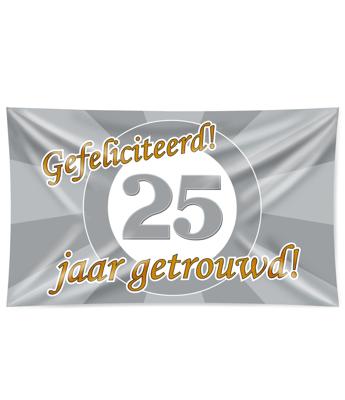 Gevelvlag 25 Jaar Getrouwd Zilver (150x90cm)