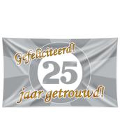 Gevelvlag 25 Jaar Getrouwd Zilver (150x90cm) - thumbnail