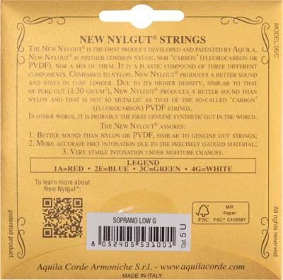 Aquila 5U New Nylgut snarenset voor sopraan ukelele met lage G