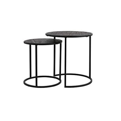 Light & Living Bijzettafel 'Doba' Set van 2 stuks, hout antiek-mat zwart Light & Living Bijzettafel 'Doba' Set van 2 stuks, hout antiek-mat zwart