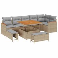 Tuinbankenset 9 pcs Beige poly rattan - thumbnail