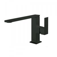 Wastafelmengkraan Tres Cuadro 1-Hendel Uitloop Recht 14 cm Vierkant Mat Zwart Tres - thumbnail