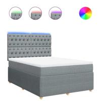 Boxspring met matras stof lichtgrijs 140x190 cm - thumbnail