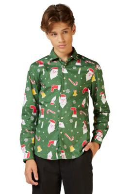 Kerst Overhemd Tiener Groen Opposuits
