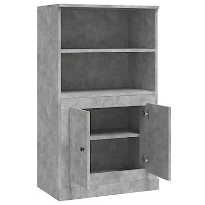 Hoge kast 60x35,5x103,5 cm bewerkt hout betongrijs