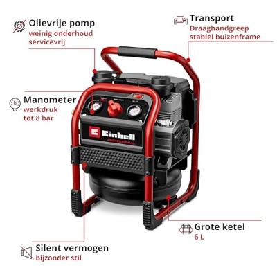 Einhell Professional SILENZZO 18/160 Accucompressor 8 bar 2 cilinders Einhell Professional SILENZZO 18/160 Accucompressor 8 bar 2 cilinders