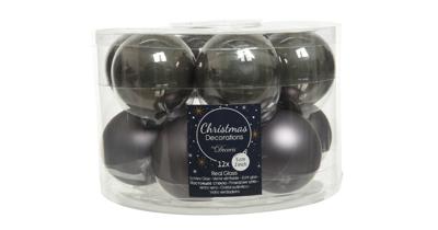 Kerstbal glas d5 cm grijs ass 12st Decoris - Decoris