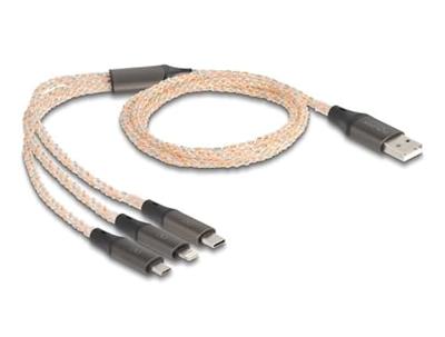 Delock USB-kabel USB 2.0 USB-A stekker, USB-C stekker, USB-micro-B stekker, Apple Lightning stekker 1.20 m Transparant 88158 - thumbnail