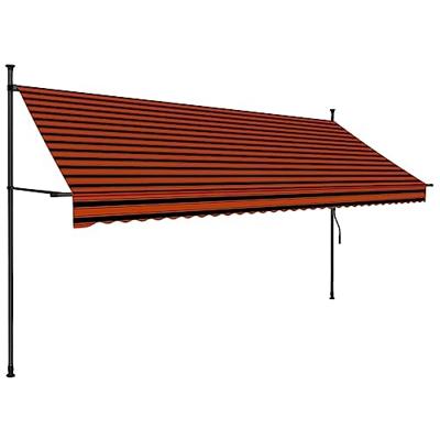 Luifel handmatig uitschuifbaar met LED 350 cm oranje en bruin - thumbnail