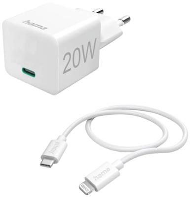 Hama USB-oplader 20.00 W 1x USB-C, 1x Apple Lightning Wit Binnen - thumbnail