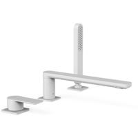 Badrandkraan Tres Loft Colors 1-Hendel Rechte Uitloop 22 cm met Omstel en Handdouche Mat Wit Tres - thumbnail