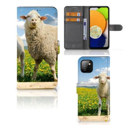 Samsung Galaxy A03 | Telefoonhoesje | Met pasjeshouder | Schaap en Lammetje Samsung Galaxy A03 | Telefoonhoesje | Met pasjeshouder | Schaap en Lammetje