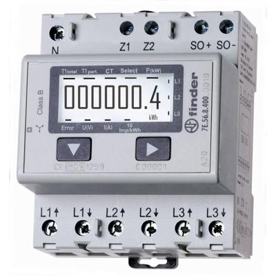 Finder 7E.56.8.400.0010 7E.56.8.400.0010 kWh-meter 3-fasen Digitaal 1500 A Conform MID: Ja 1 stuk(s)