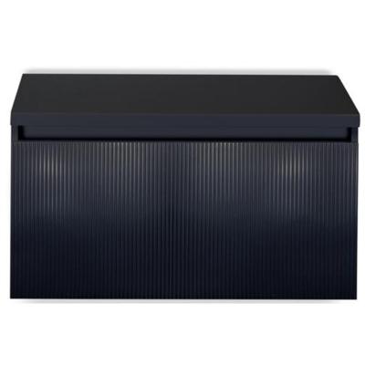 Frozen 3D Badmeubelset 80 cm - Greeplijst in Kleur - Inclusief Wastafelbovenblad Zwart Mat