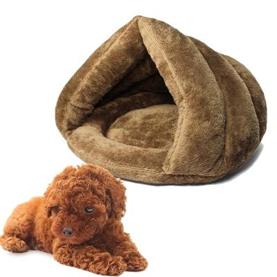 Driehoekige kat kennel warm Thicken Mongoolse yurt huisdier honden katten huis grootte: M 40 × 40 × 30cm (bruin)