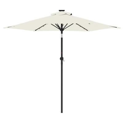 VidaXL Parasol met led&apos;s en stalen paal 225x225x212 cm wit