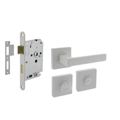 Set toiletslot 63/8mm wit met deurkruk Hera op rozet 55x55mm en WC-sluiting wit