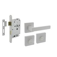 Set toiletslot 63/8mm wit met deurkruk Hera op rozet 55x55mm en WC-sluiting wit - thumbnail