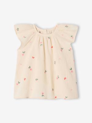 Blouse met korte mouwen voor babymeisjes ecru