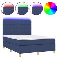 Boxspring met matras en LED stof blauw 140x200 cm - thumbnail