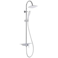 WATERWAY hoofddouche met ééngreepsmengkraan en planchet, chroom-wit wellness-hoofddouche met antikalk nozzles, hoofddouche: ca. 20 x 20 cm handdouche met antikalk nozzles, maat: (b x. L) ca. 6,4 x - thumbnail